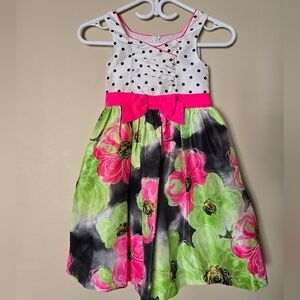 Iris and Ivy Pink Green Floral Kids Dress 6X